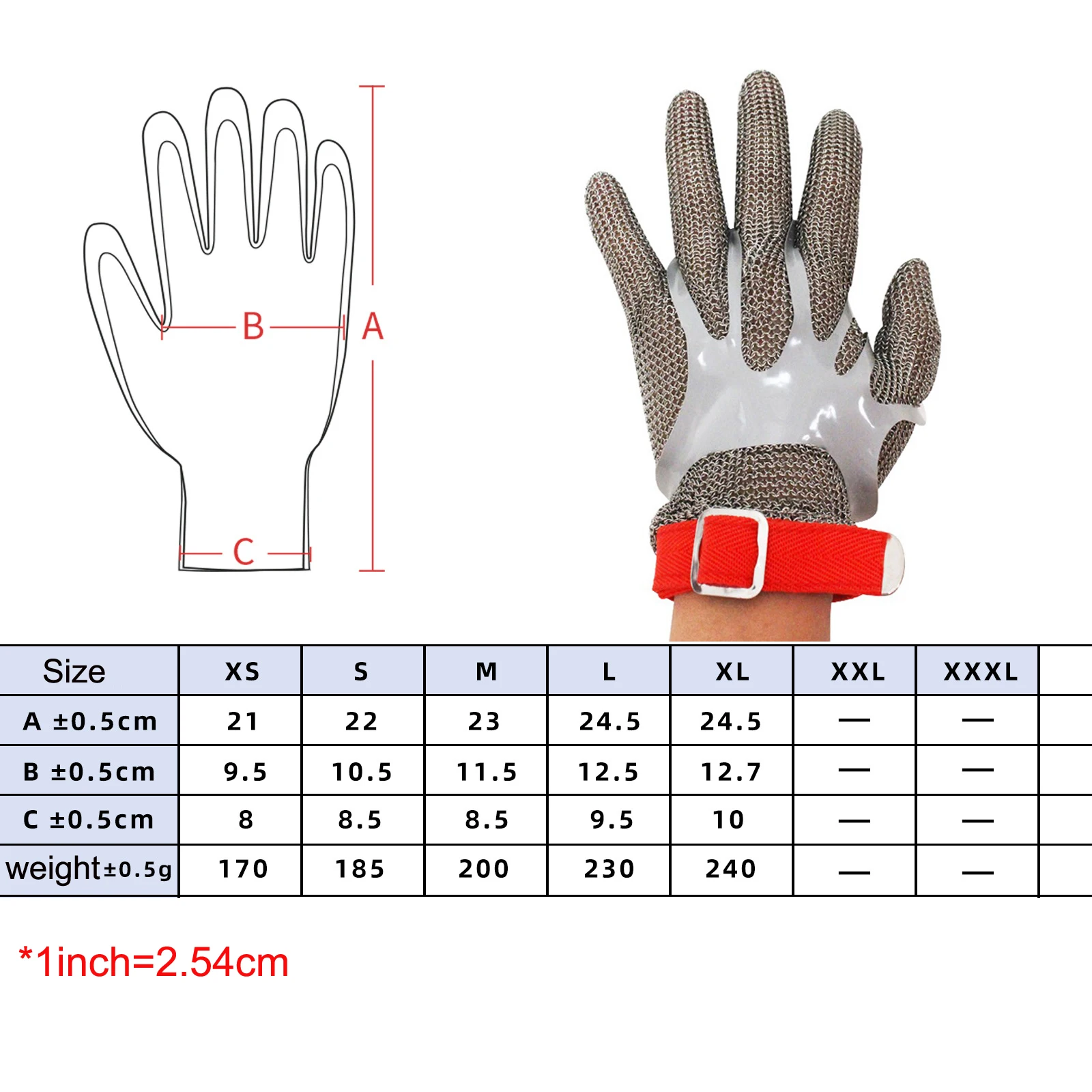 1PC Chainmail Gloves Food Grade Stainless Steel Cut Resistant Proof Mesh Metal Gloves for Cutting Butcher Knife Chefs