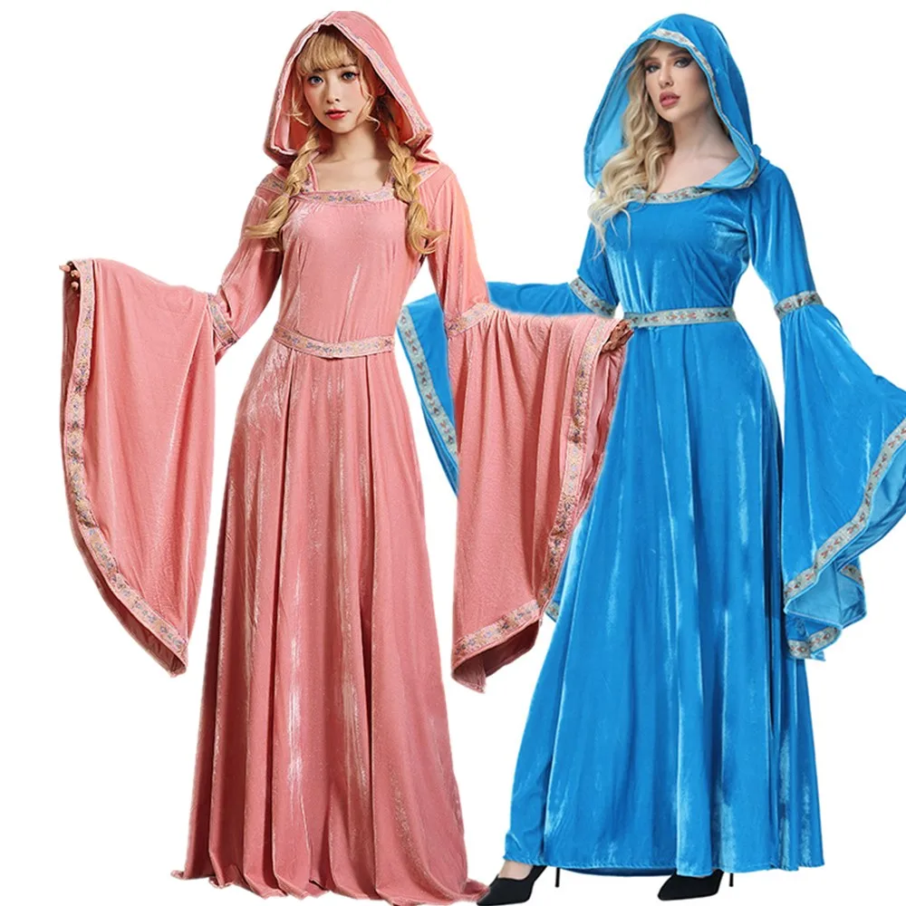 

Medieval European Retro Court Princress Cosplay Costume Halloween Masquerade Renaissance Witch Vampire Victoria Queen Dress