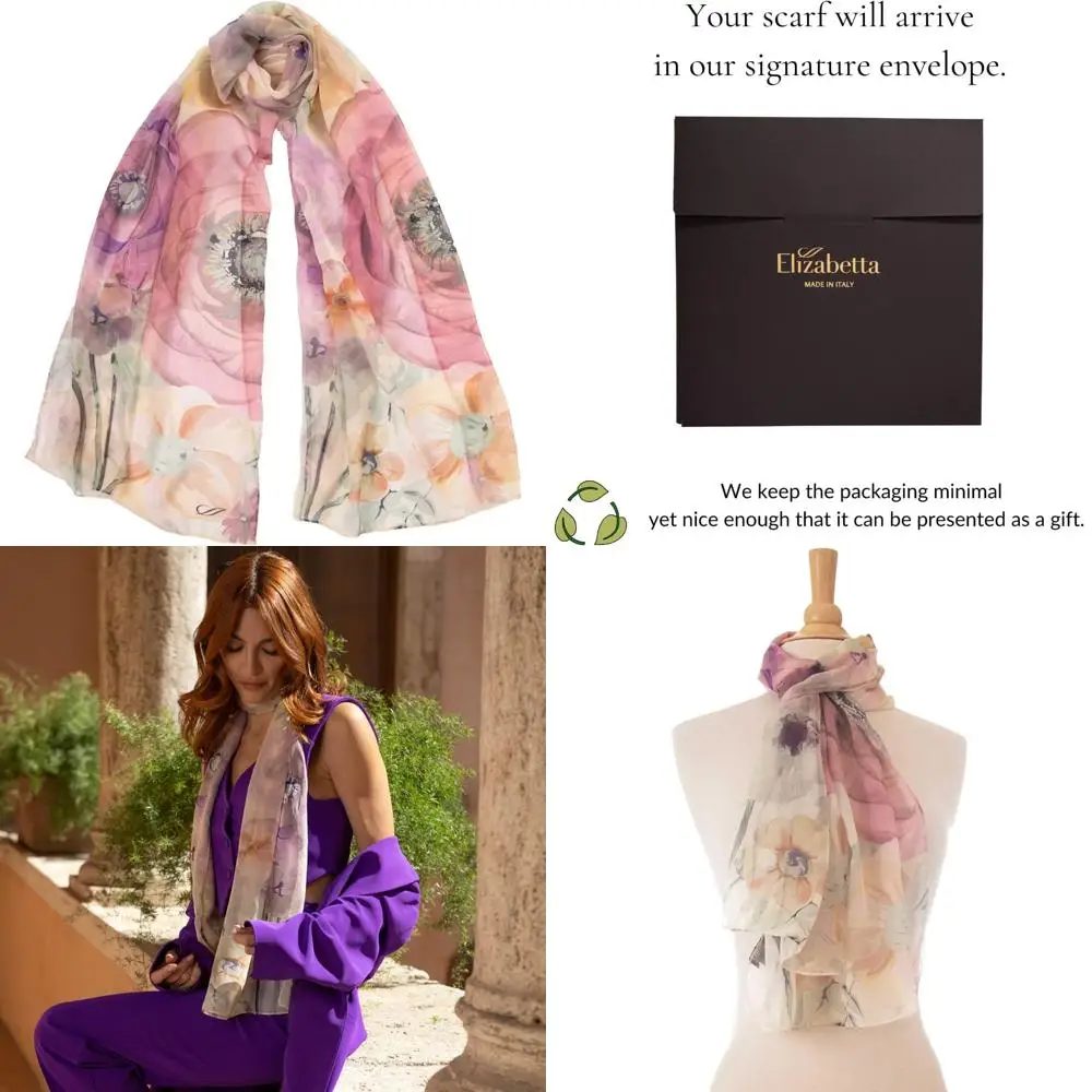 

Длинные шарфы из 100% шелка для женщин — итальянские, модные и элегантные аксессуары