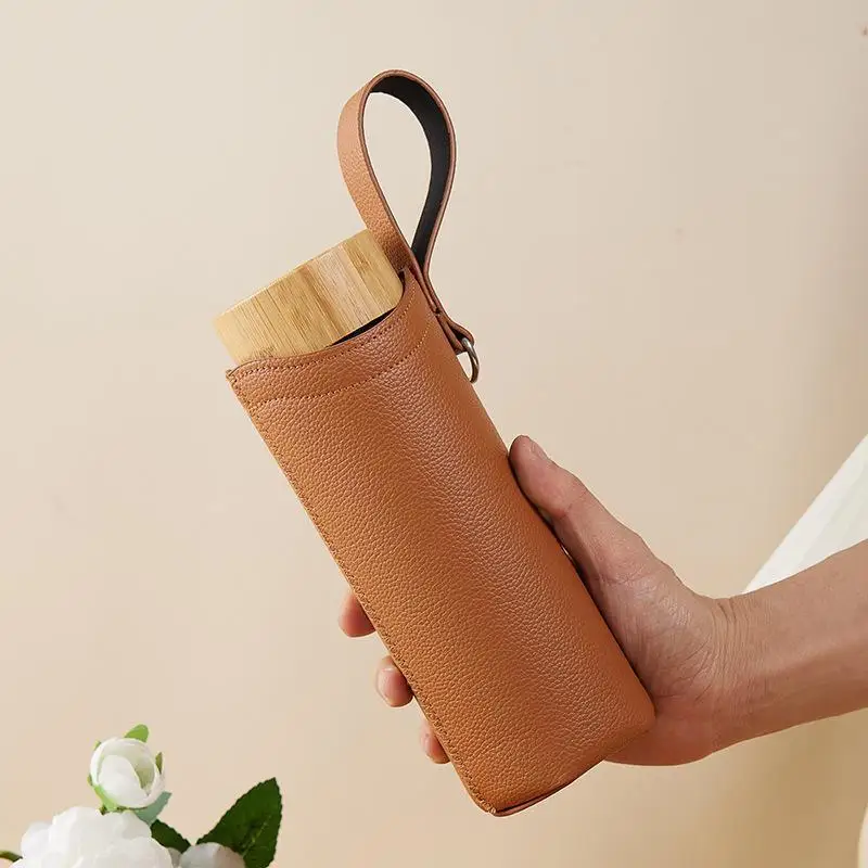 Thickened PU Leather Universal Mug Cover Insulated Anti-Slip Water Cup Protector Fits Most 10-25oz Drink Containers