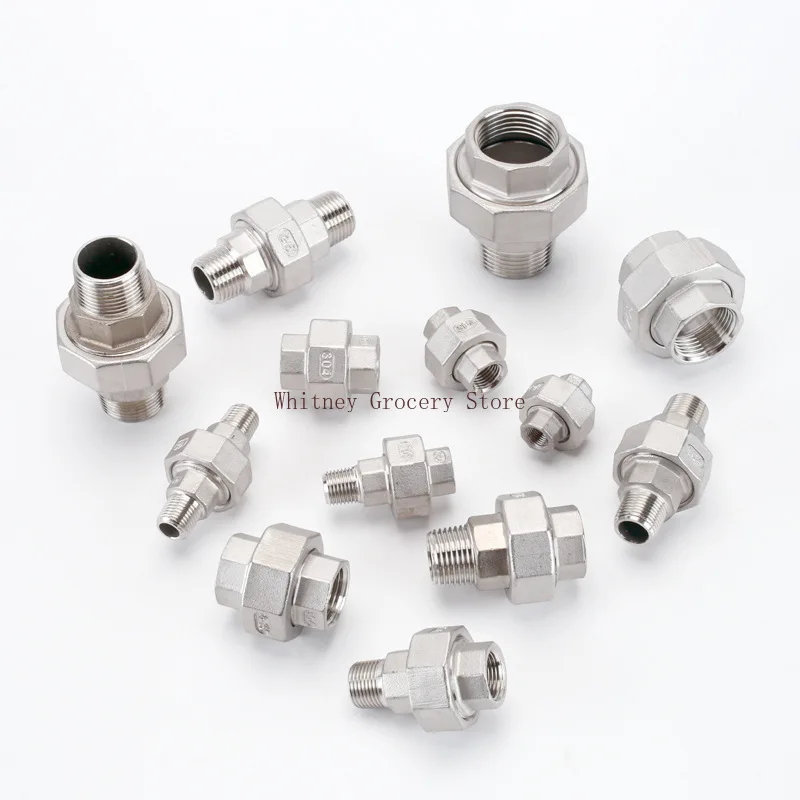 

1PCS 304 Stainless Steel Union Joint Coupling 1/4" 3/8" 1/2" 3/4" 1" BSP Female Male Thread Cast Pipe Fitting DN8 DN10 DN15 DN20