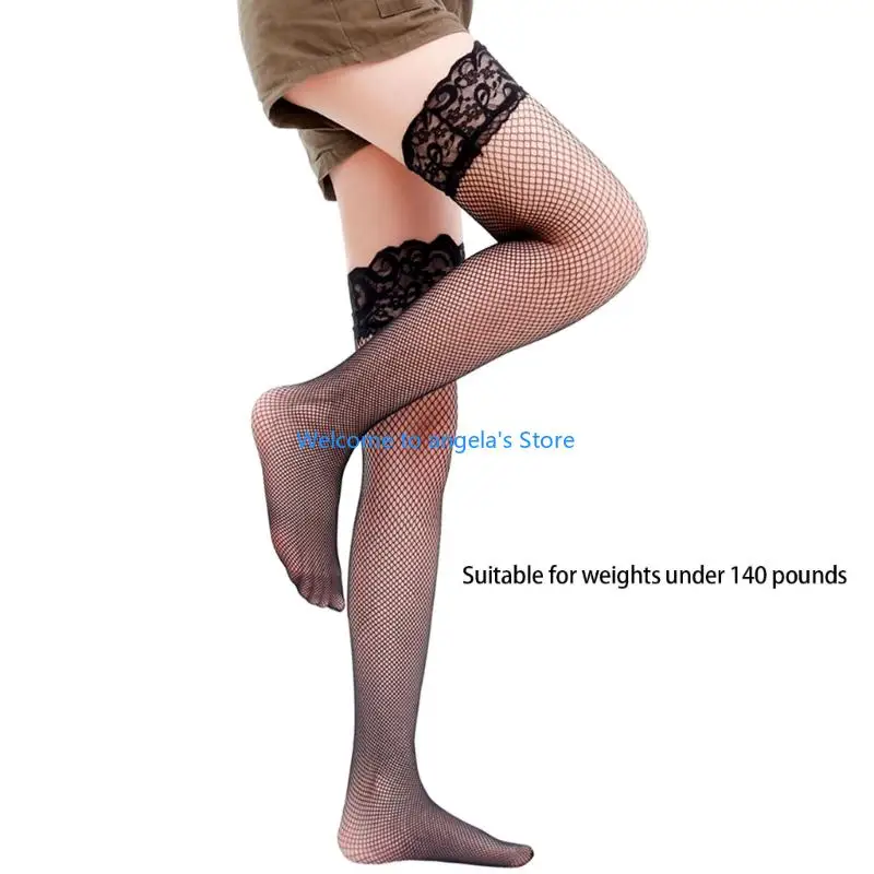 X4YC 우아한 레이스 탑 오버 니 스타킹 쉬어 허벅지 높은 양말 여성용