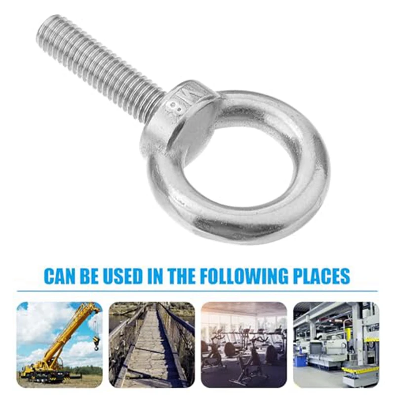 Lifting Shoulder Eyebolts, Mechanical Eyebolt Hooks, M8X30 Shoulder Threaded Eyebolts For Indoor And Outdoor Use Durable ,5 PCS image 3