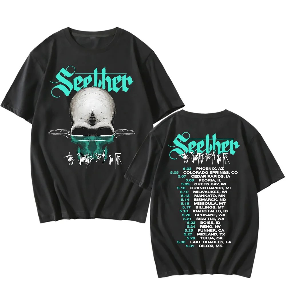 Cotton Tees The Surface Seems So Far Tour T-shirt Seether Rock Band Printing Tshirts Short Sleeve Summer Unisex Streetwear