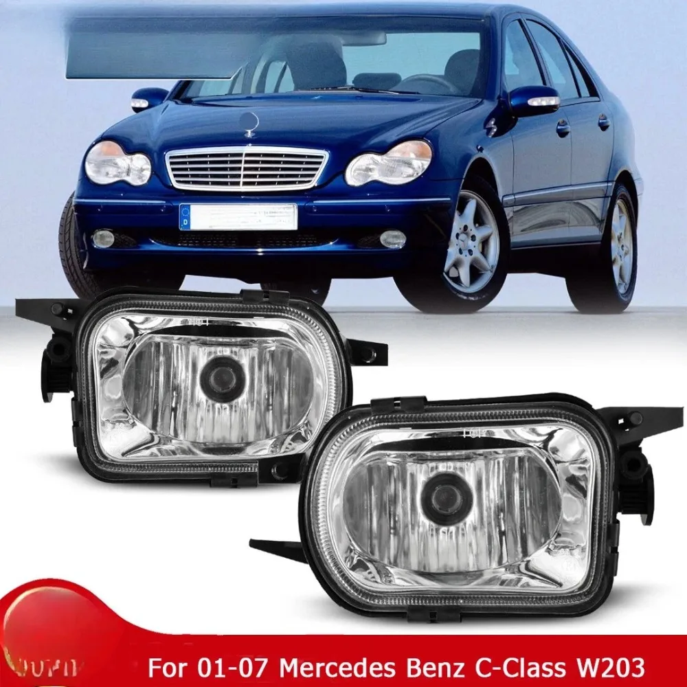 メルセデス・ベンツ-w203-w215-w209-r170-r230-clk320-c230-用、左右フロントバンパー用、クリアレンズ、電球なしのフォグランプ。品番：2038201156、2038201256。