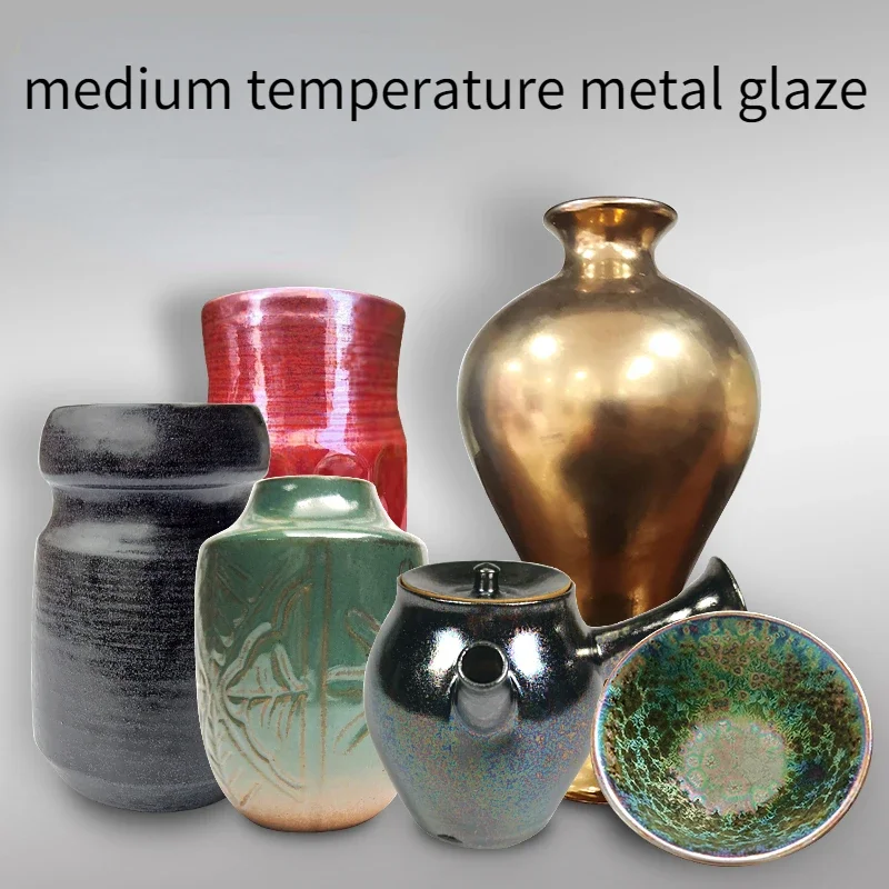 500g Medium Temperature Metallic Color Glaze Electric Kiln Silver Crystal Retro Glaze DIY Pottery Clay Coloring Pigment