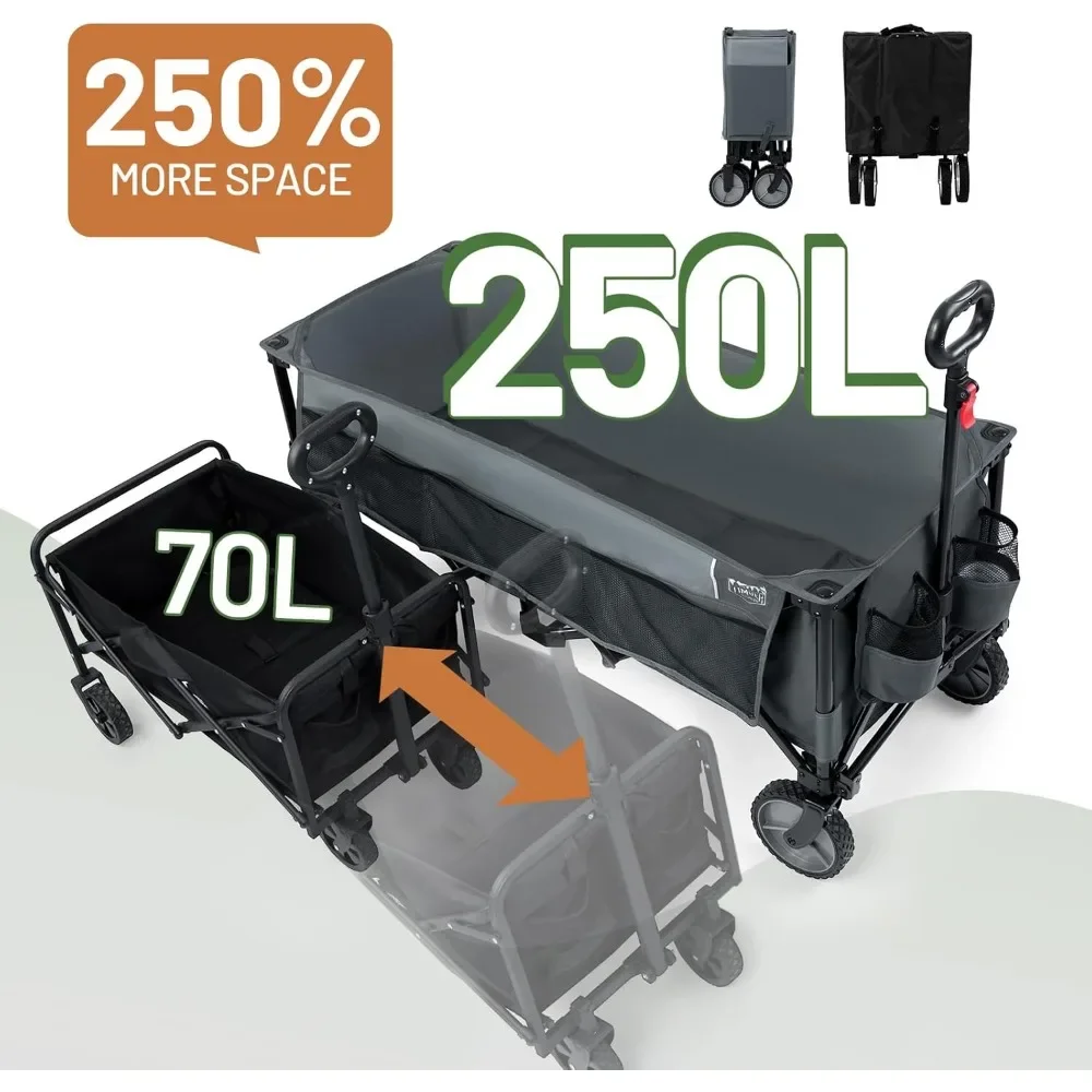 Wagon Pliable Arc-en-ciel avec Filet de Chargement, Chariot Utilitaire, RapDuty, Poignée Réglable, 350LBS, 51.2