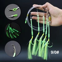 ZYZ 1 pieza de aparejos de caída profunda con 5 anzuelos circulares luminosos, aparejos de cebo de pesca para barcos de agua salada, Ideal para atún, bacalao, Redfish Marlin