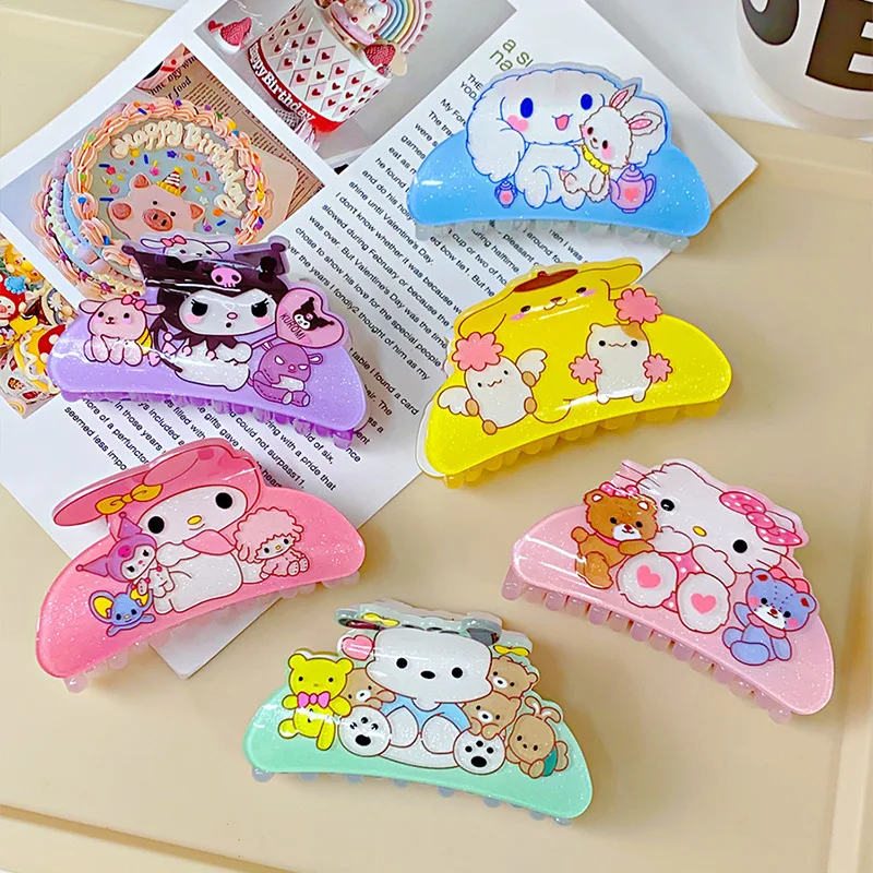 

Sanrio Hello Kitty Student Hair Clip, Kawaii Anime, Cute Kuromi Cinnamoroll Acrylic Girls, Big Bun Hair Clip, Gift,