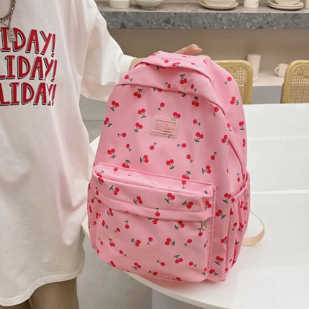 

Nylon Fresh Girl Student Backpack Large Capacity Anti-theft Student School Bags Mochila Ins Small Flower Schoolbag Teenage Girls