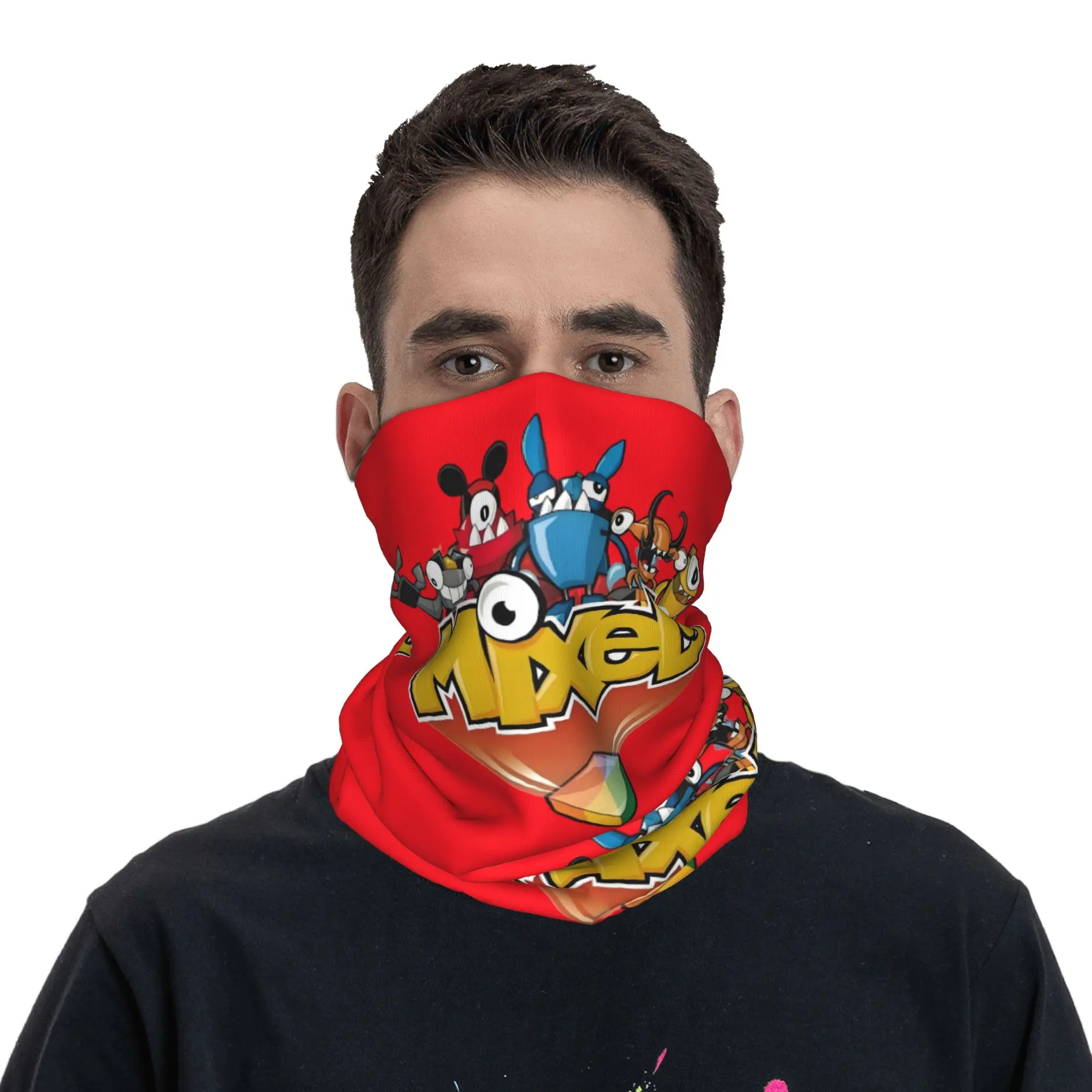 مخصص الكرتون مختلط الأمريكية الرقبة الجراب النساء الرجال يندبروف الشتاء لعبة الرسوم المتحركة التلفزيون باندانا وشاح للتزلج #4