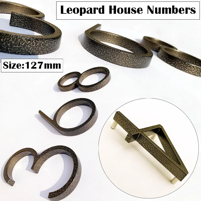 Leopard Floating House Numbers Doorplate Letters Metal Address Sign Plate Outdoor Street Door Plaque Number For Home Mailbox 0-9