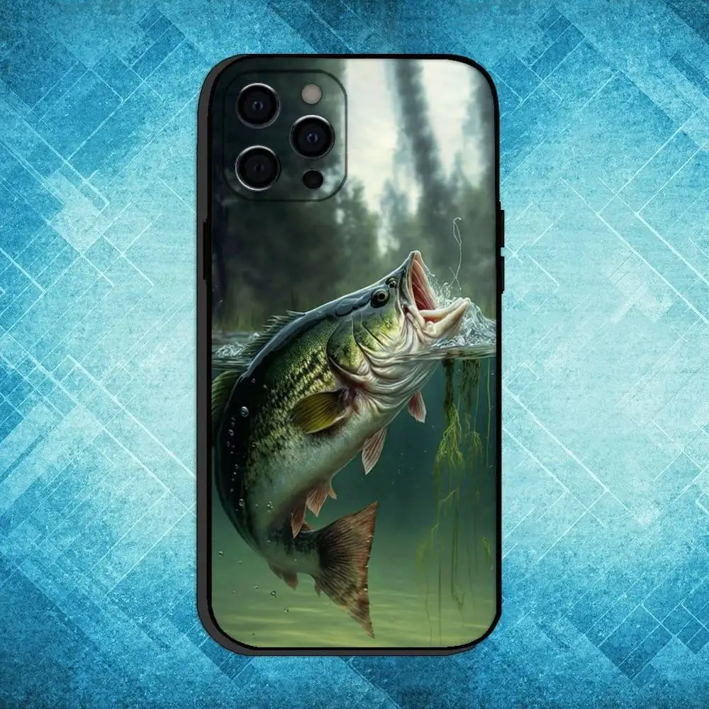 حافظة هاتف سمك الشبوط لهاتف آيفون 17،16،15،14،13،12،11 بلس، برو ماكس غطاء أسود ناعم #6