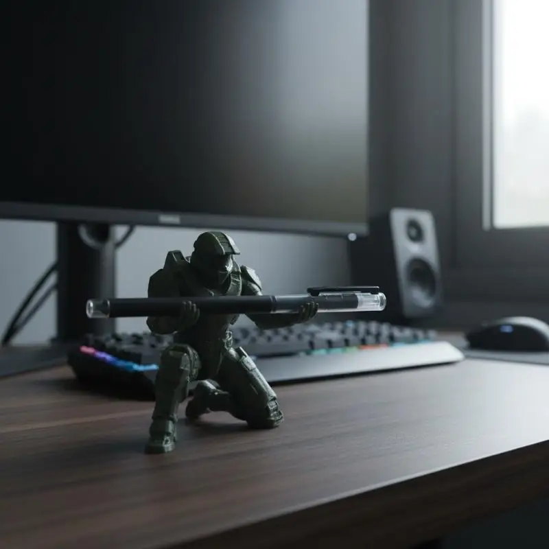 3D Printed Tech Soldier Pen Holder Creative Desktop Stationery Storage Unique Decor Gift for Gamers Office Workers