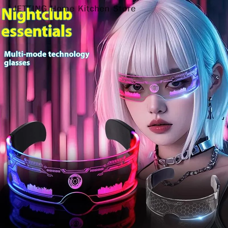 

Fashion Luminous Decorative Glasses Neon Light Decoration LED Sunglasses For Christmas Nightclub DJ Dance Music Rave Costume