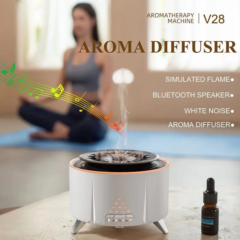 

Portable Home Bluetooth Speaker White Noise Aromatherapy Air Humidifiers Perfume Diffuser 3D Simulated Flame Home And Decoration