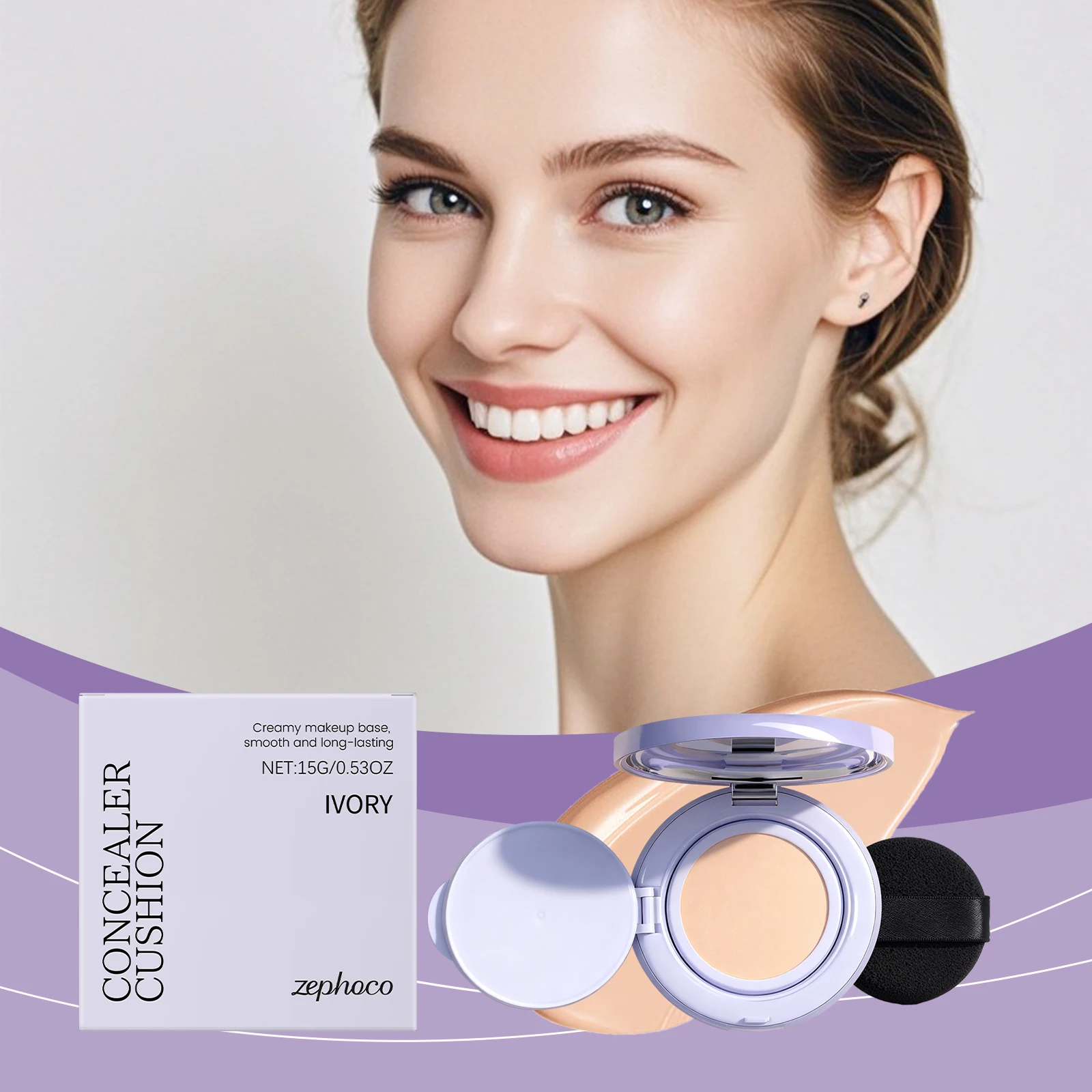 

Ivory White Concealer Cushion Lightweight Hydrating Matte Long-lasting Natural Fit Brighten Even Smooth Complexion
