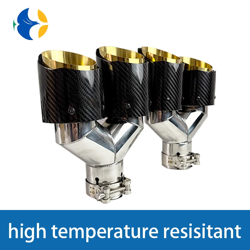 

1pcs AK Logo Universal Exhaust Dual Tips Upgrade Carbon Fiber modify Muffler Nozzle gold stainless exhaust pipes