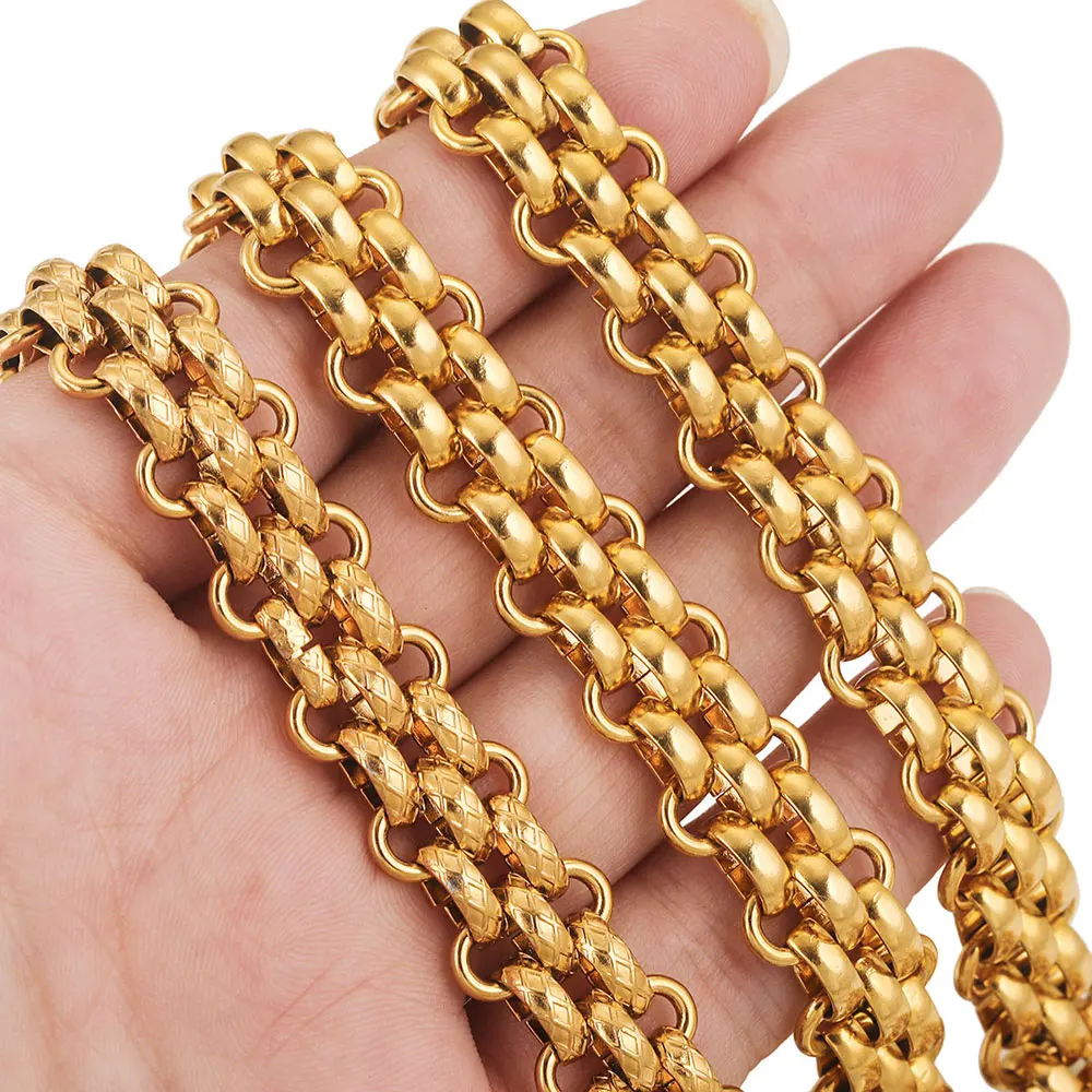 1Meter Wide 13mm Chain Stainless Steel Gold Plated Glossy Large Thick DIY Bracelet Necklace Jewelry Making Accessories Wholesale