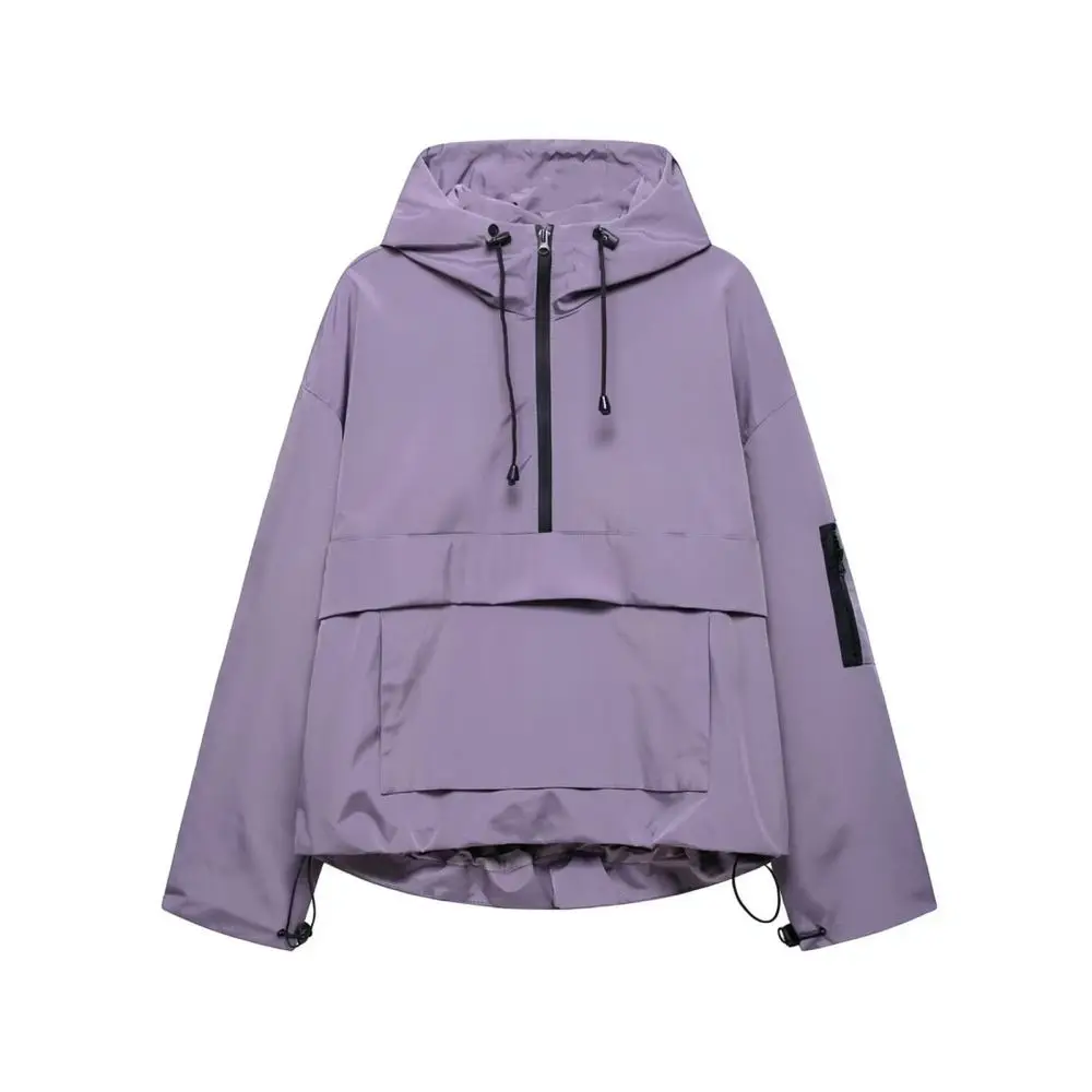 Women Casual Waterproof Utility Jacket Hooded Outdoor Windbreaker Summer Loose Functional Street Style Technical Wear