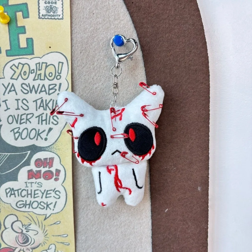 Funny Creepy Bloody Ghost Keychain Black White Creative Scary Accessories Unisex Dark Soft Halloween Bag Pendant Cosplay