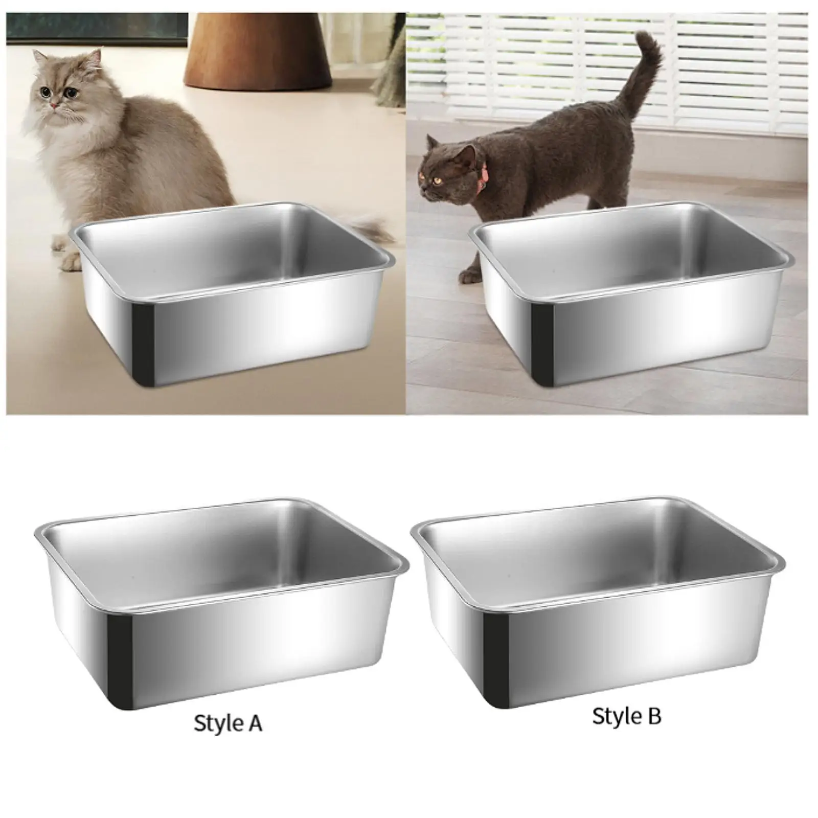 

Ящик для кошачьего туалета из нержавеющей стали, подножное судно, большая вместимость, товары для домашних животных, легко чистится, открытый верхний горшок для котят, туалет для маленьких кошек
