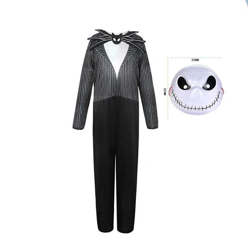 Kinder Patchwork Lumpenpuppe & Knochen-Geist Kostüm-Set Tüllkleid Overall Maske Halloween Karneval Cosplay Party Outfit – Detail 2