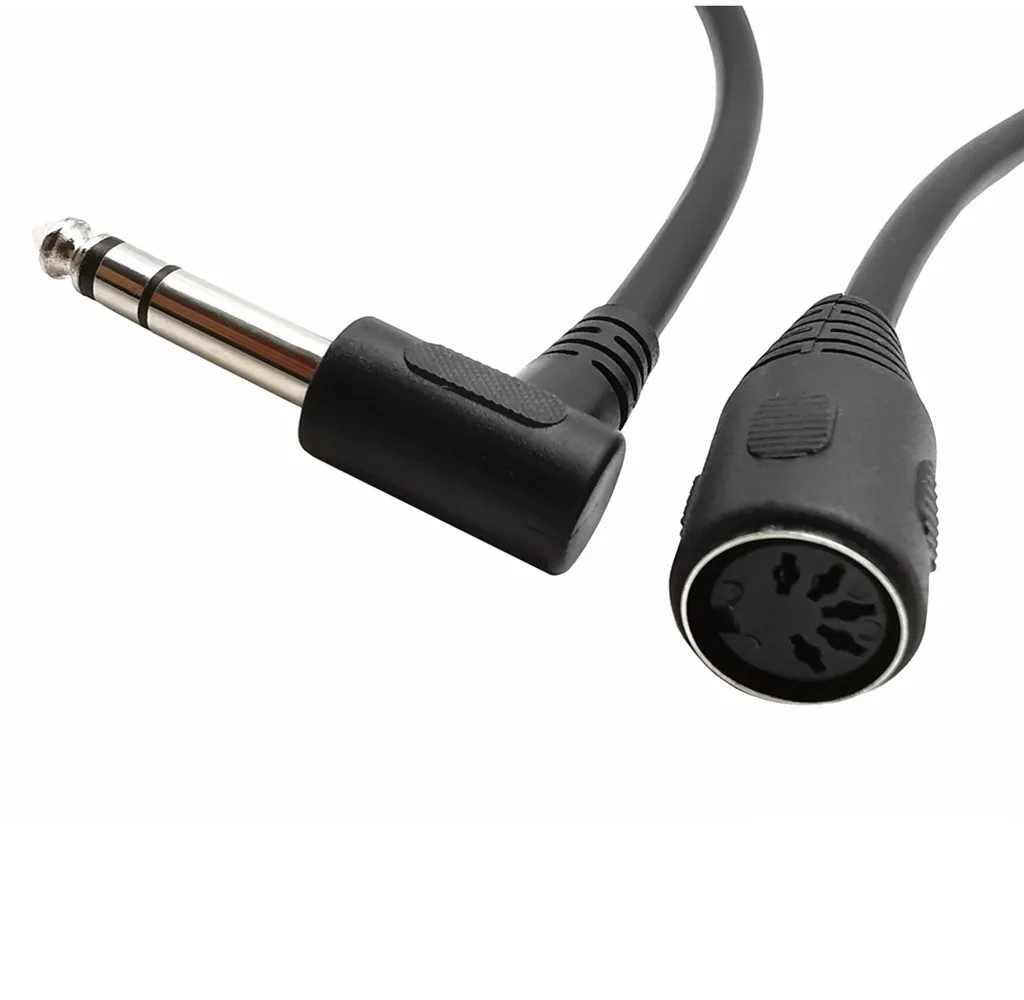 6.35mm STEREO 1/4" JACK PLUG TO 5 PIN MIDI DIN FEMALE SOCKET AUDIO ADAPTER CABLE 0.2M;