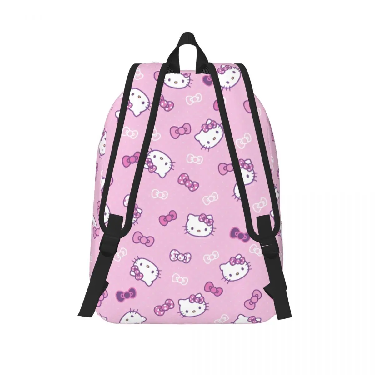 유치원 초등학생을위한 헬로 키티 배낭 보우 패턴 책 가방 소년 소녀 어린이 캔버스 데이 팟 선물