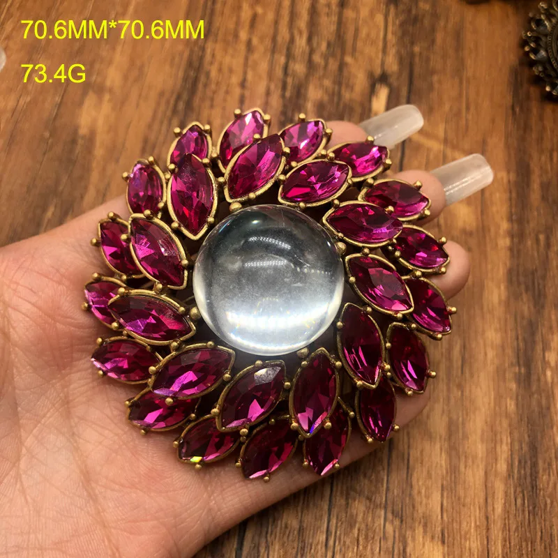 

Medieval Vintage Pin Rose Red Rhinestone Corsage Literary Retro Brooch New Year's Hollow Engraving Accessories