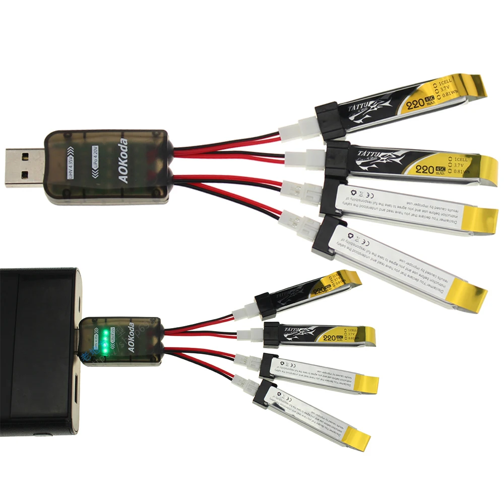 1pcs AOKoda CX405 4CH Micro Multi USB Battery Charger For 1S Lipo LiHV Battery For RC Helicopter Airplane Toys