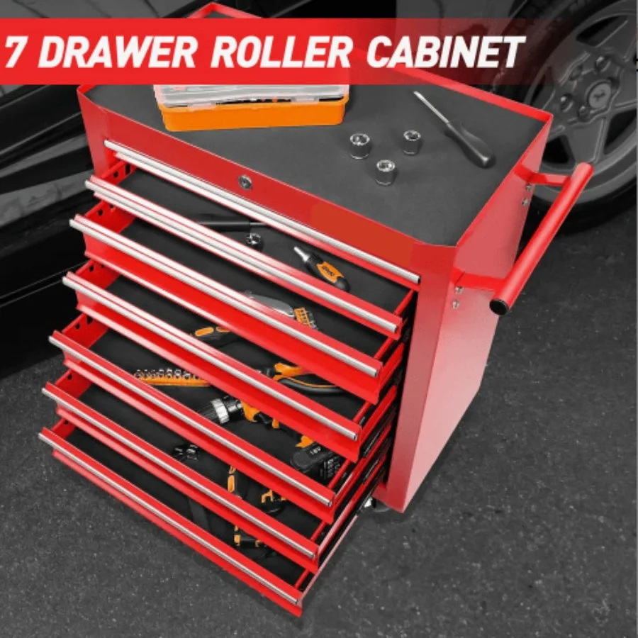 Rolling Tool Chest With 7Drawer Tool Box With Wheels Multifunctional Tool Cart Mechanic Tool Storage Cabinet For Garage Warehou