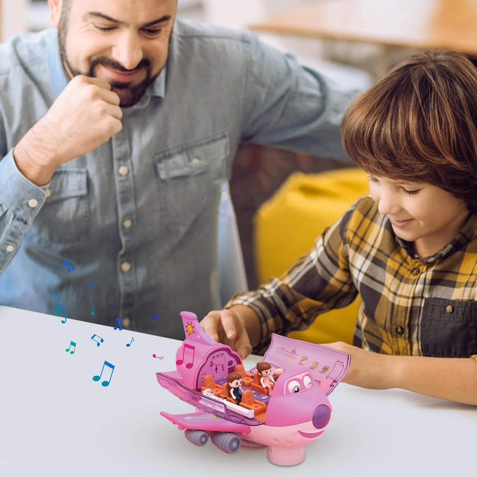 Universal Walking Simulated Airplane Toy with Automatic Cabin Door Opening Colorful Sound And Light Perfect Gift for Babies