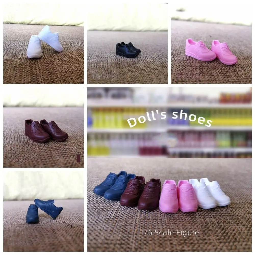 รอบ Toe 30 ซม.ตุ๊กตารองเท้าผ้าใบรองเท้าผ้าใบสีทึบ 1/6 ตุ๊กตารองเท้าการ์ตูนน่ารักตุ๊กตา PVC Casual รองเท้า 2 ซม.ตุ๊กตาอุปกรณ์เสริม