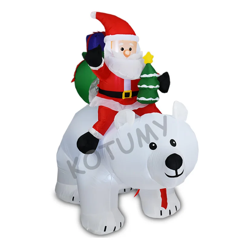الدب المتحرك سانتا عيد الميلاد نفخ ساحة الزينة في الهواء الطلق مع ضوء LED تفجير ديكور المنزل في الهواء الطلق عطلة