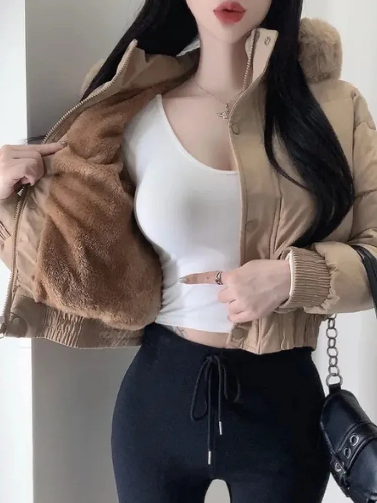 

Шикарное зимнее пальто с капюшоном и хлебом, модное теплое пальто на подкладке, длинная све, женская верхняя одежда в Корейском стиле, облегающая посадка