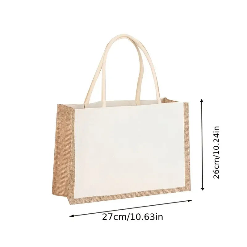 1 Pc Linen Tote Vintage Reusable Grocery Shopping Wedding Birthday Gift Bag Handmade Handbag Multifunctional Linen Tote Bag