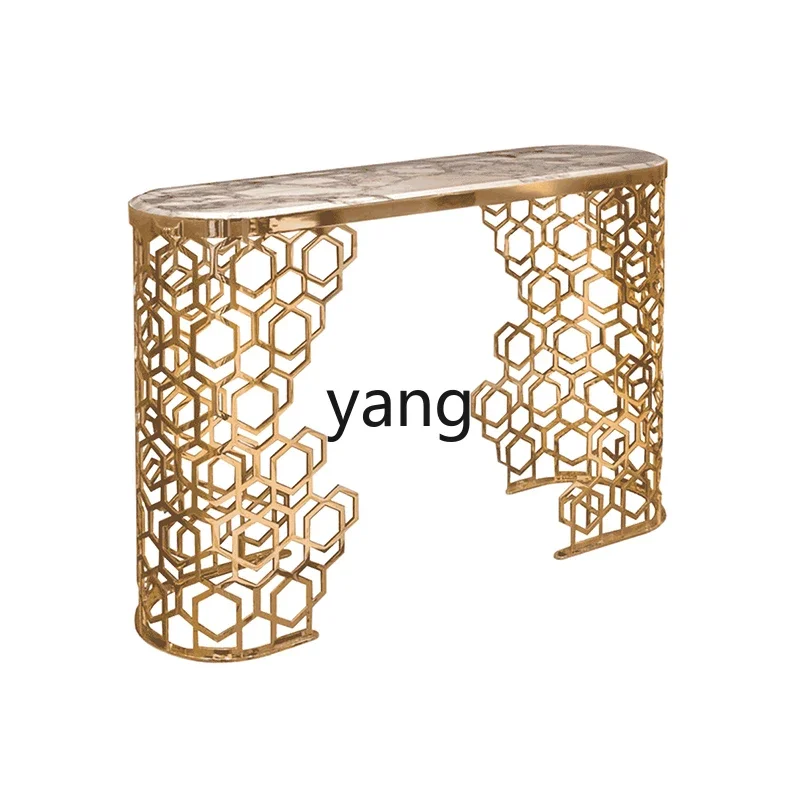 Yjq Stainless Steel Console Table Modern Minimalist Furniture Star Hotel Club Model Room Console