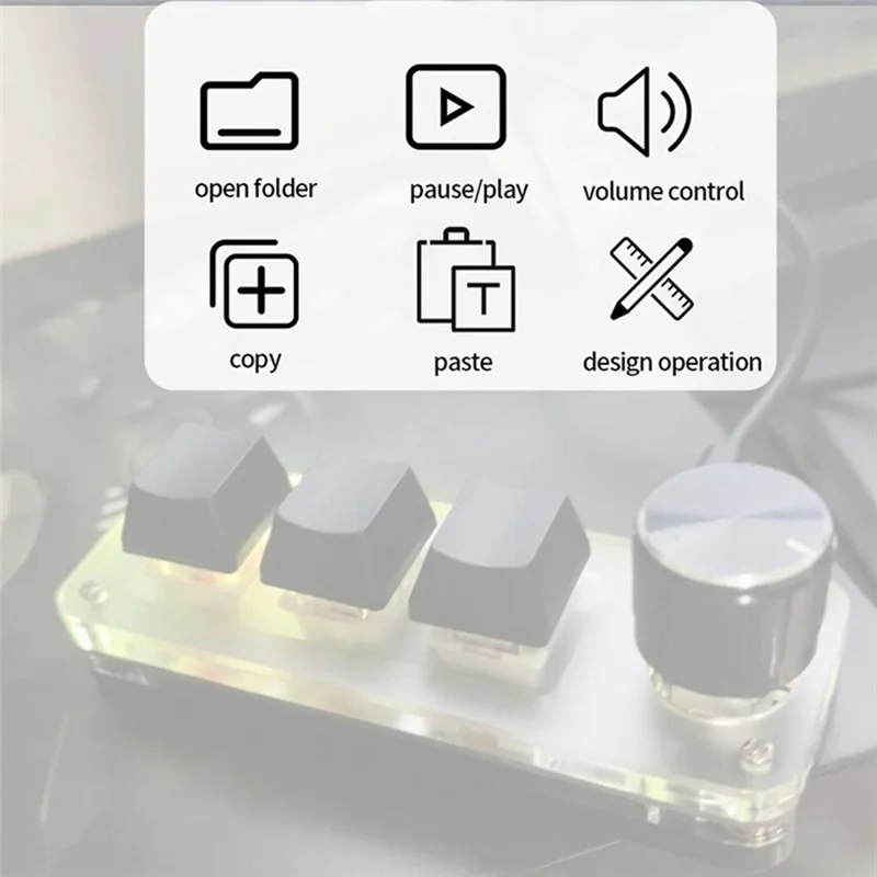 New Macropad Macro Mechanical Keyboard RGB Mini Gaming Custom Programming Knob Keypads 3 Keys for Photoshop