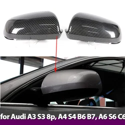 Carbon Fiber Black Side Wing Rearview Mirror Cover Cap For Audi A3 S3 8P 05-08, A4 S4 B6 B7 8E 8H 02-09, A6 S6 C6 4F