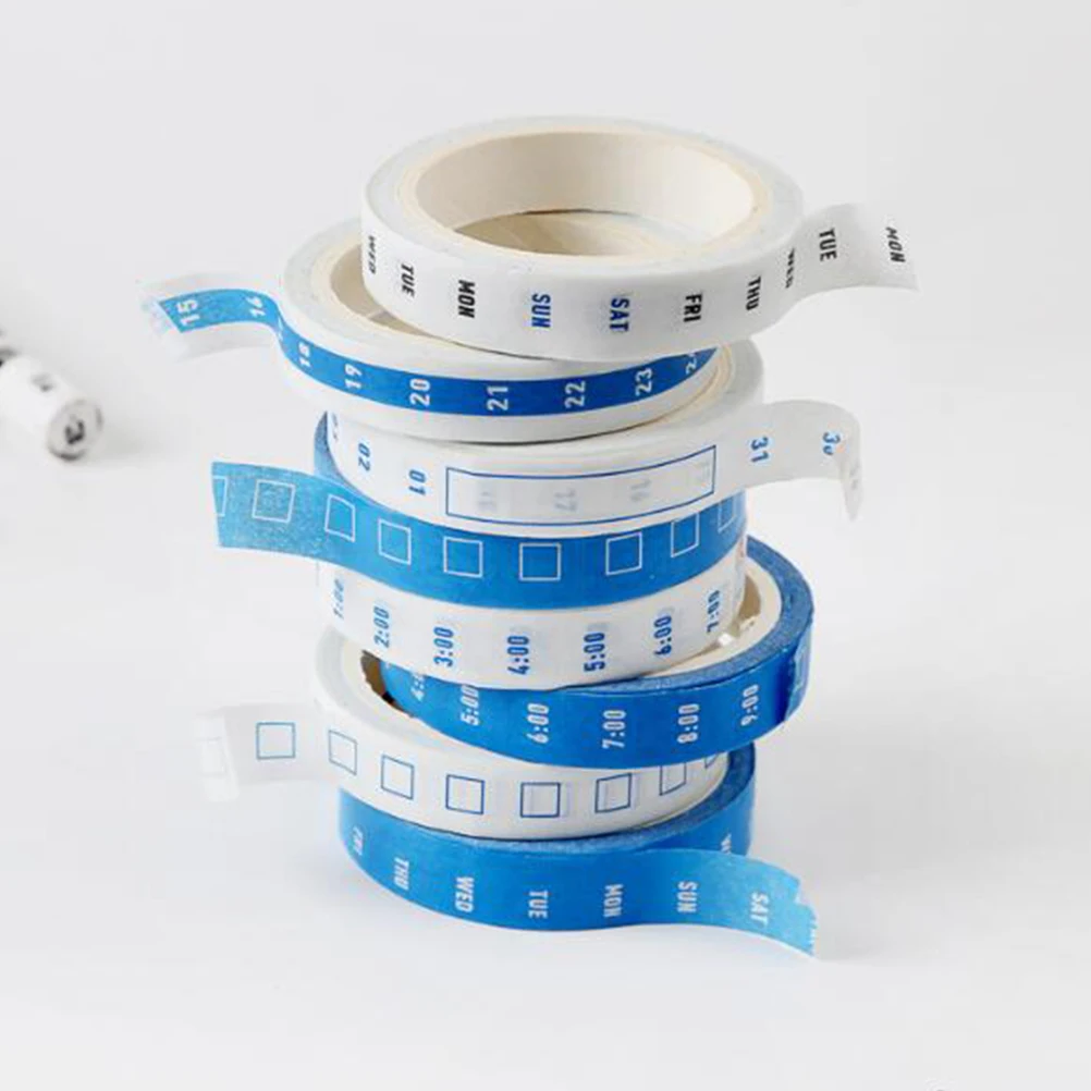 

8pcs Time Management Tape Weekly Daily Hourly Plan Reusable Schedule For Planners Scrapbooking Office Home School