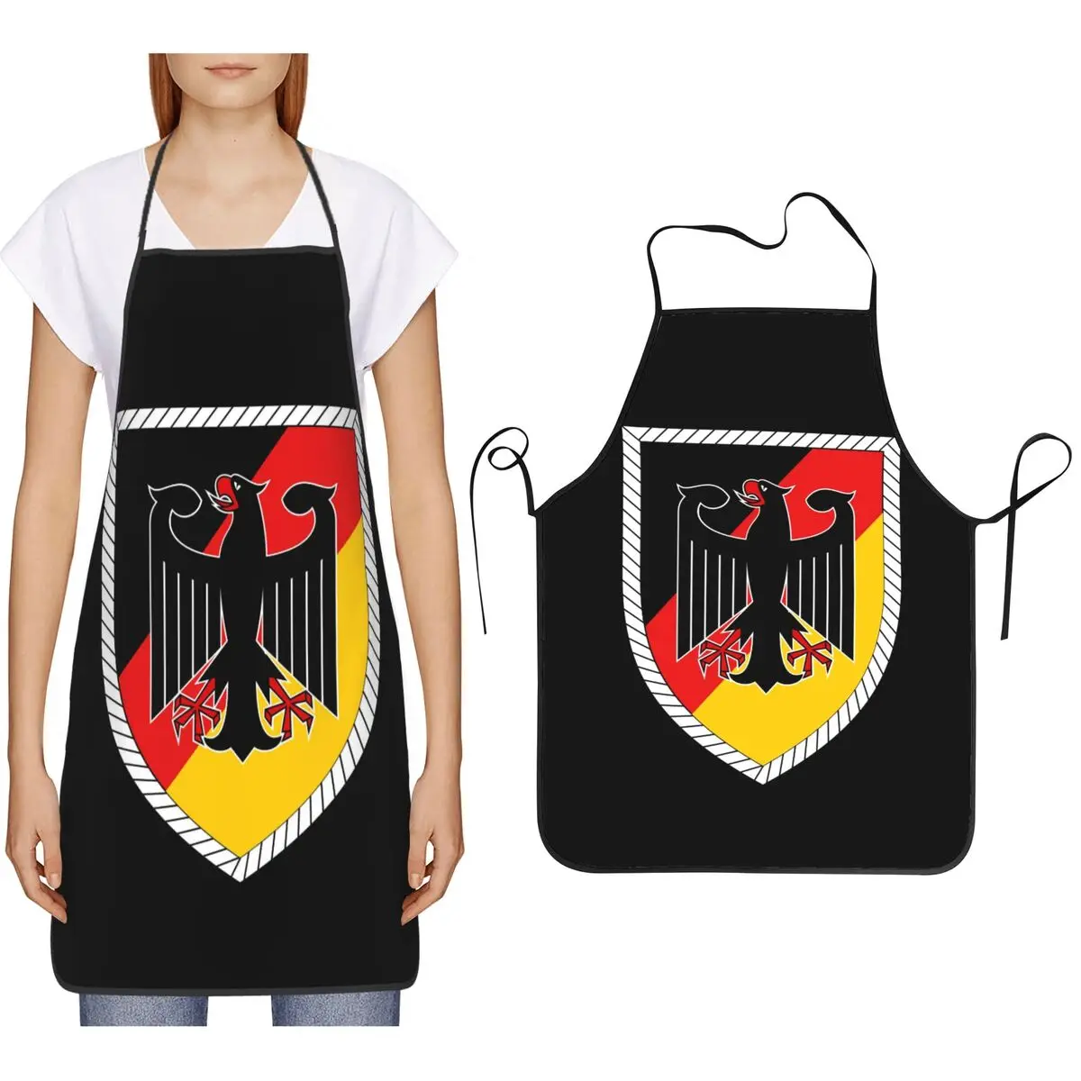 German Coat Of Arms Empire Flag Apron Chef Cooking Cuisine Tablier Bib Kitchen Cleaning Pinafore for Women Men Painting
