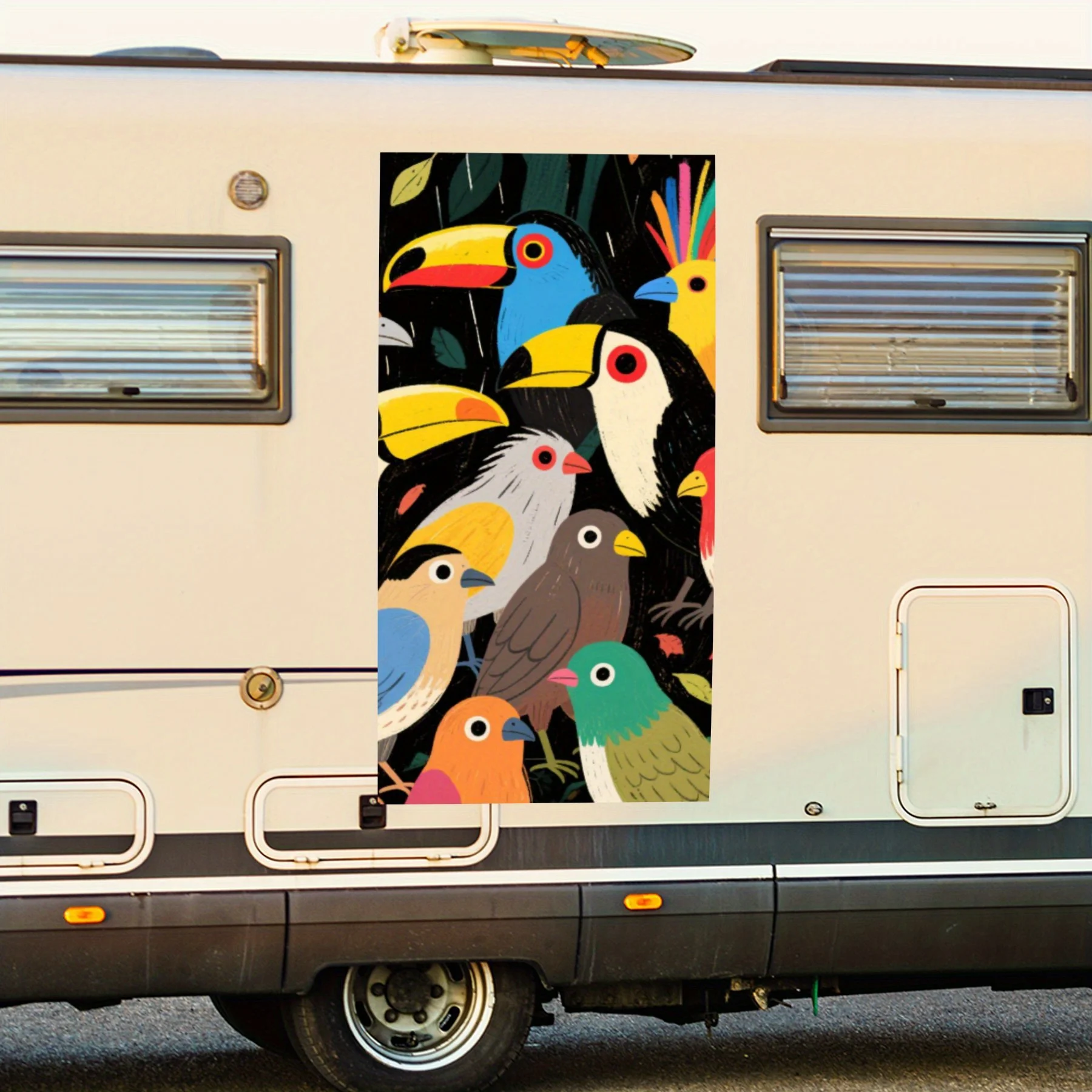 

Красочная автомобильная наклейка «Птицы в джунглях», виниловая наклейка на сторону дома на моторику, водонепроницаемая самоклеящаяся виниловая наклейка на си