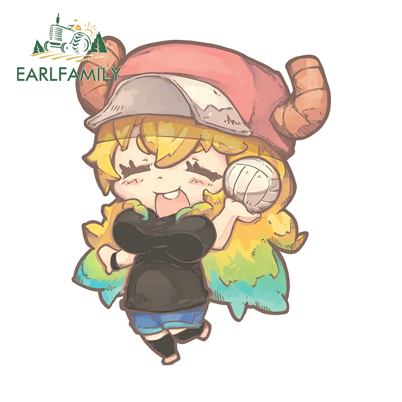 

EARLFAMILY 13cm For Dragon Maid Cute Chibi Kawaii Anime Car Stickers Sunscreen Scratch-Proof Decals Fashionable Car Styling