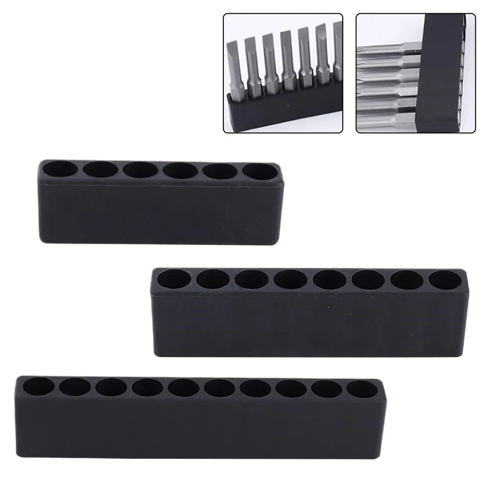 3 Pcs Screwdriver Bit Holder For Hex Shank Bits With Three Plastic Storage Cases In 6 Hole 8 Hole And 10 Hole Formats