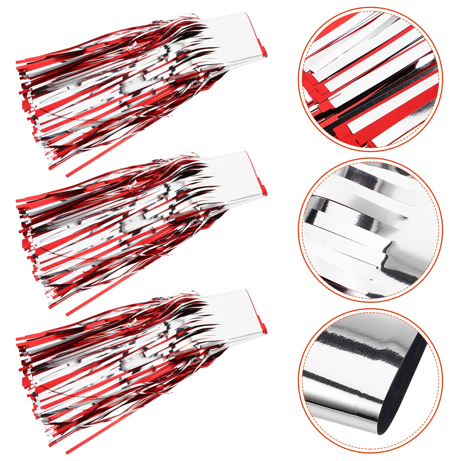 6개 레드 포일 프린지 커튼 배경막 두꺼운 실크 틴셀 스트리머 생일 웨딩 파티 포토 부스 카니발 장식용