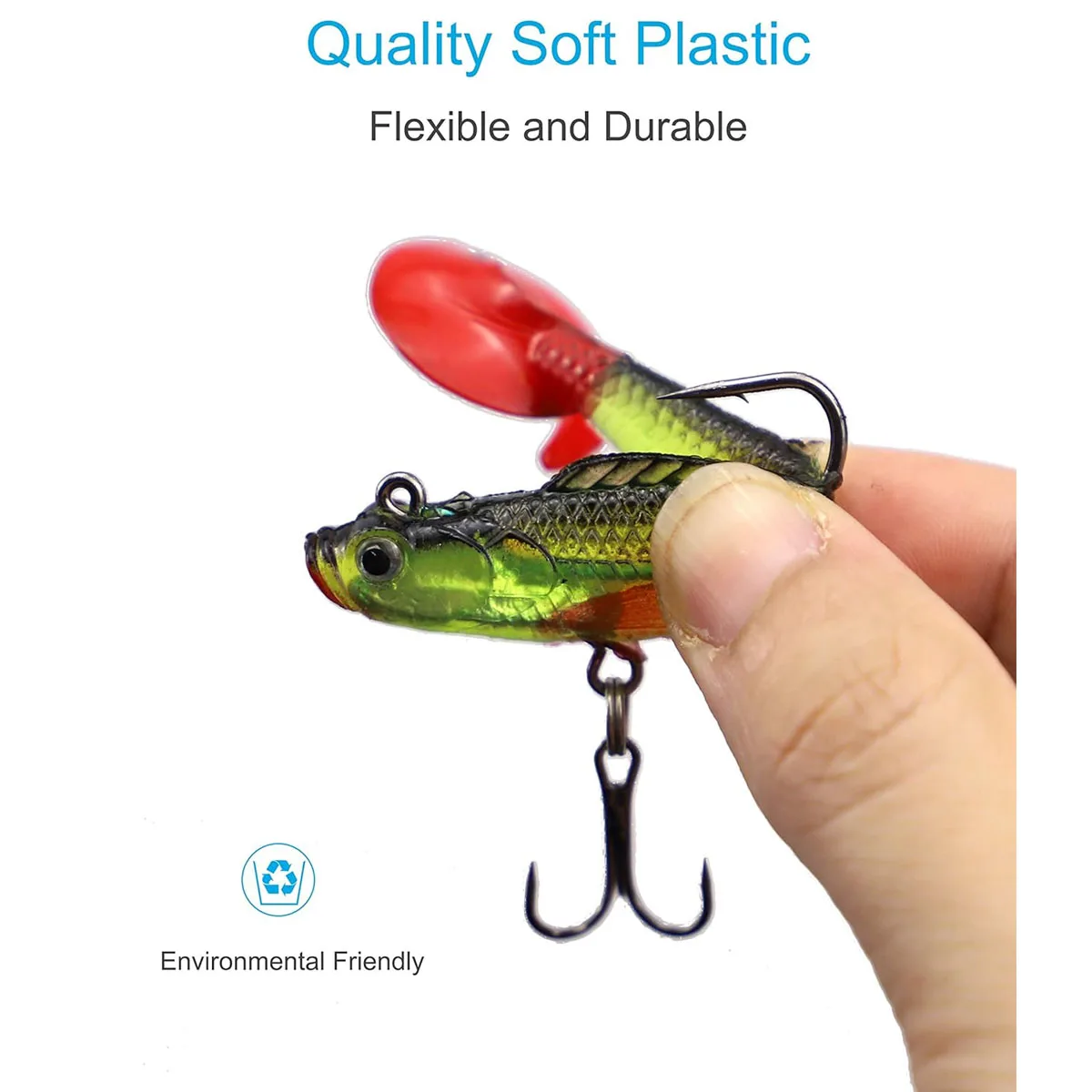Köder für Barsch, Jighead Soft Swimbait, 5er-Pack in 5 Farben, Plastikköder für Salzwasser/Süßwasser-Angeln – Detail 2