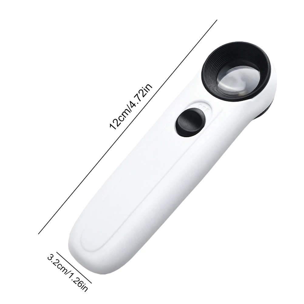 40X عدسة مكبرة يدوية HD عدسة مكبرة مع 2 أضواء LED مجوهرات المكبر للمجوهرات الماس جوهرة عملة ختم روك #6