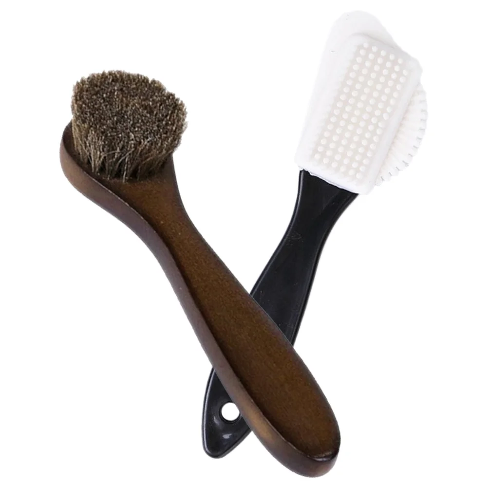 

2Pcs Shoe Polish Brush Wood Handle Bristle Cleaning Tool for Shoes Shine and Polishing Maintenance Kit