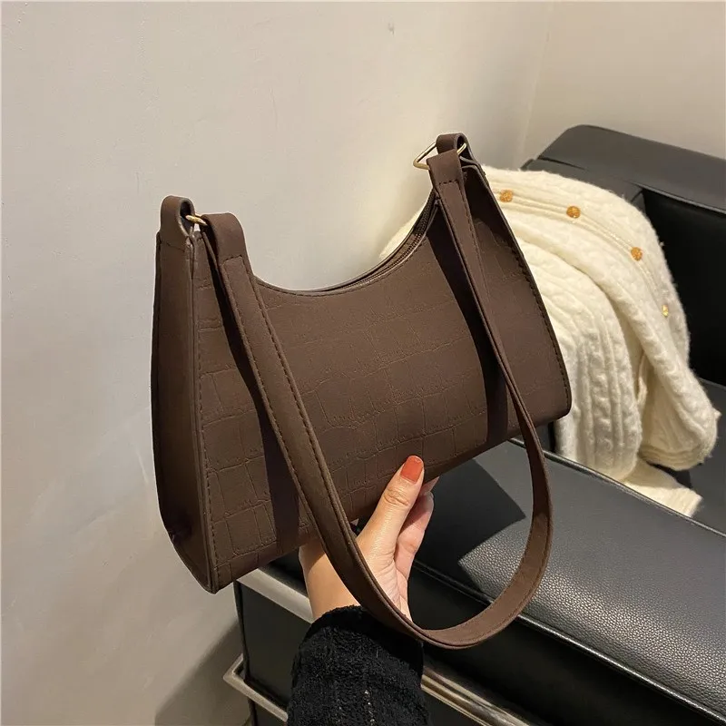 Autumn Casual Daily Women\'s Underarm Bags New Simple Solid Color Commuting Bags Vintage High Quality Shoulder Bags